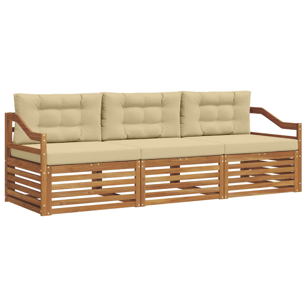 Outdoor-Sofagarnitur mit Kissen 3 pcs Natur und Beige