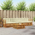 Outdoor-Sofagarnitur mit Kissen 5 pcs Natur und Creme