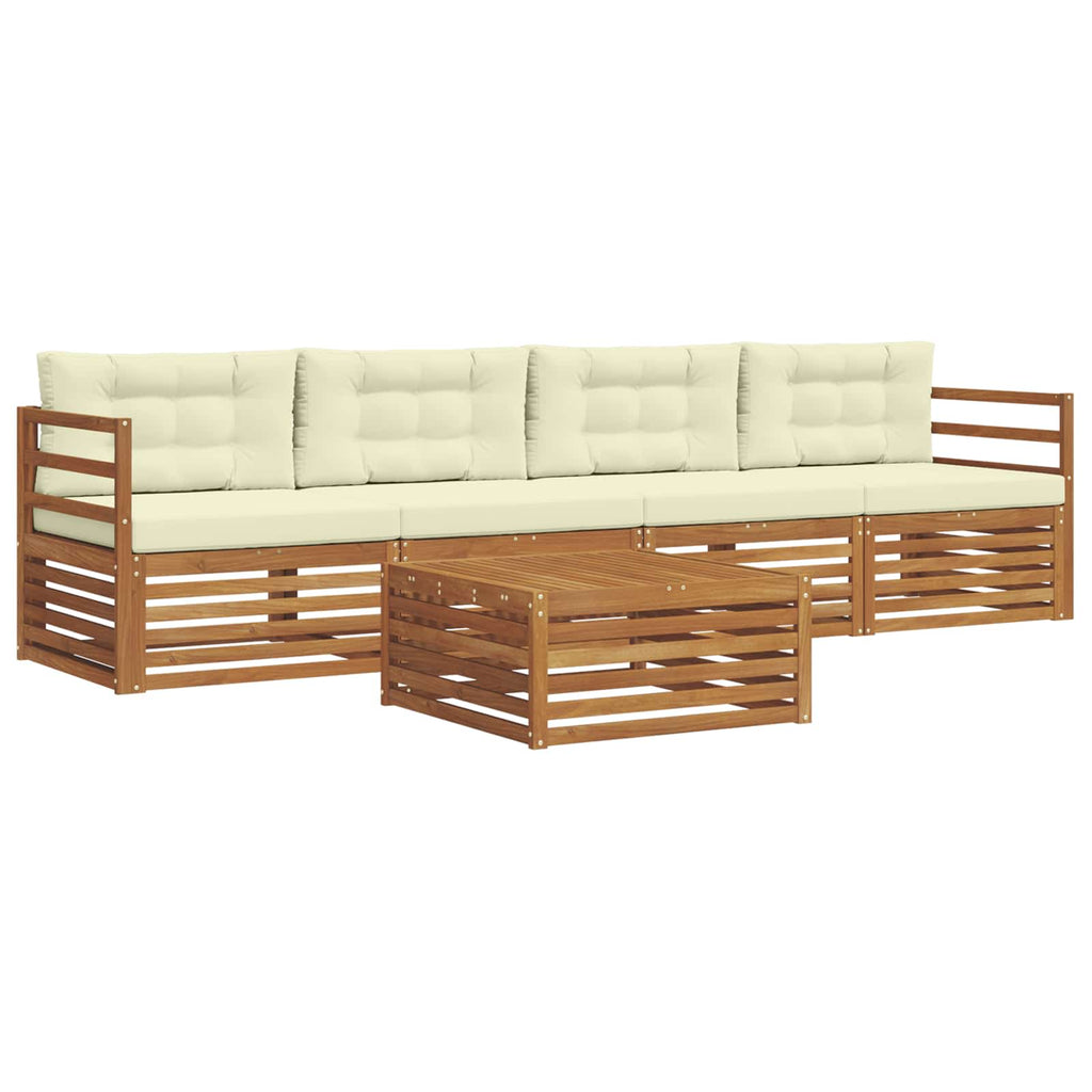 Outdoor-Sofagarnitur mit Kissen 5 pcs Natur und Creme