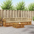 Outdoor-Sofagarnitur mit Kissen 5 pcs Natur und Beige