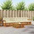 Outdoor-Sofagarnitur mit Kissen 5 pcs Natur und Creme