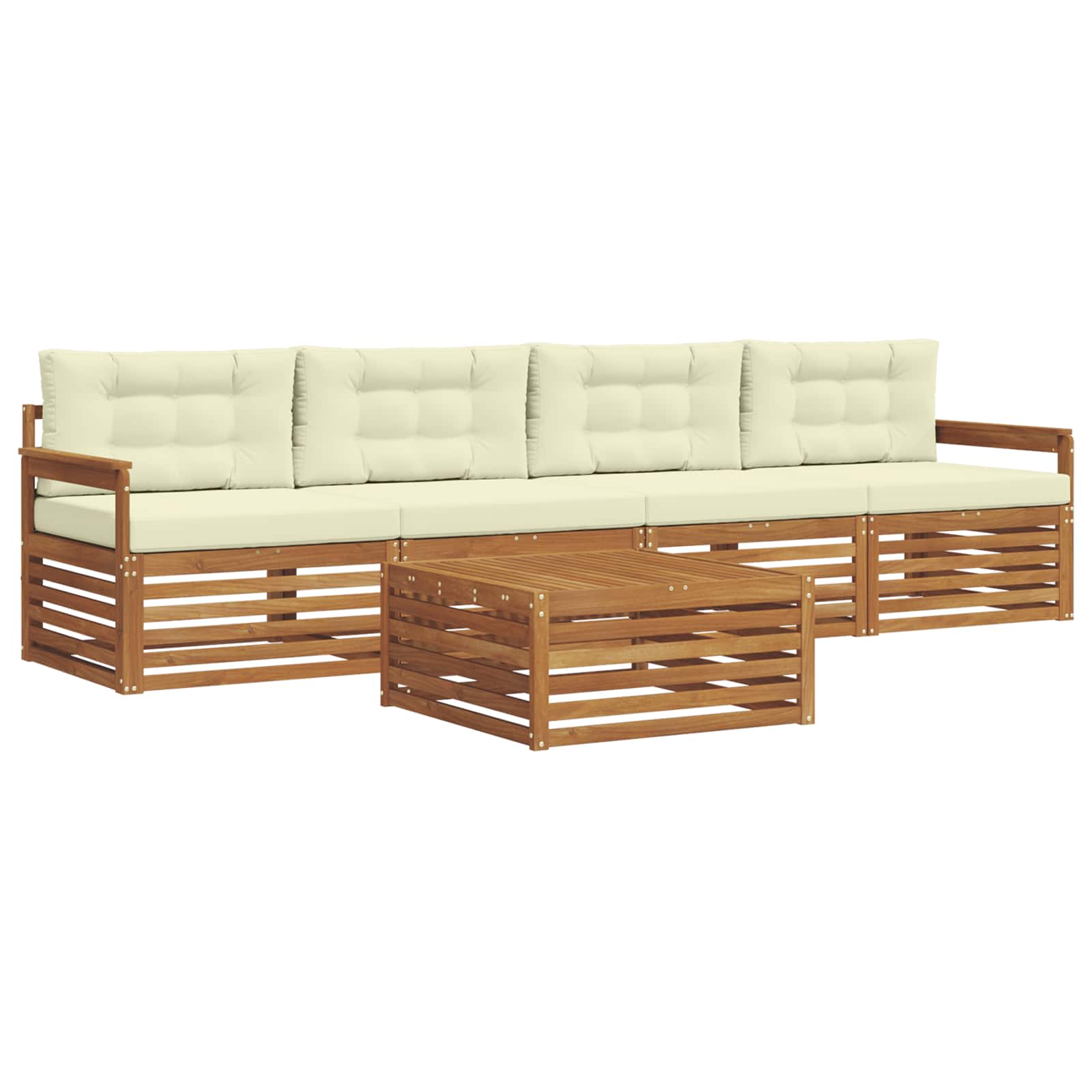Outdoor-Sofagarnitur mit Kissen 5 pcs Natur und Creme