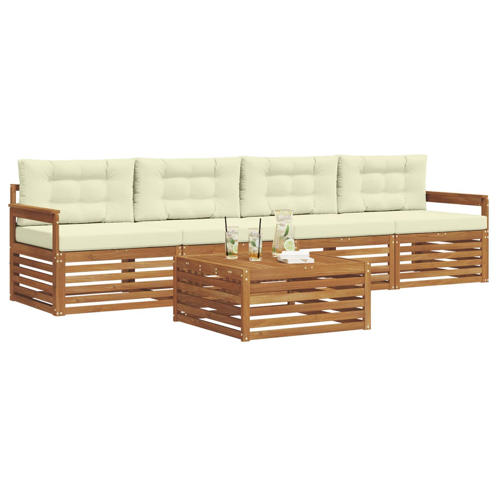 Outdoor-Sofagarnitur mit Kissen 5 pcs Natur und Creme