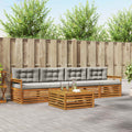 Outdoor-Sofagarnitur mit Kissen 5 pcs Natürlich und Hellgrau