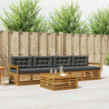 Outdoor-Sofagarnitur mit Kissen 5 pcs Natur und Anthrazit