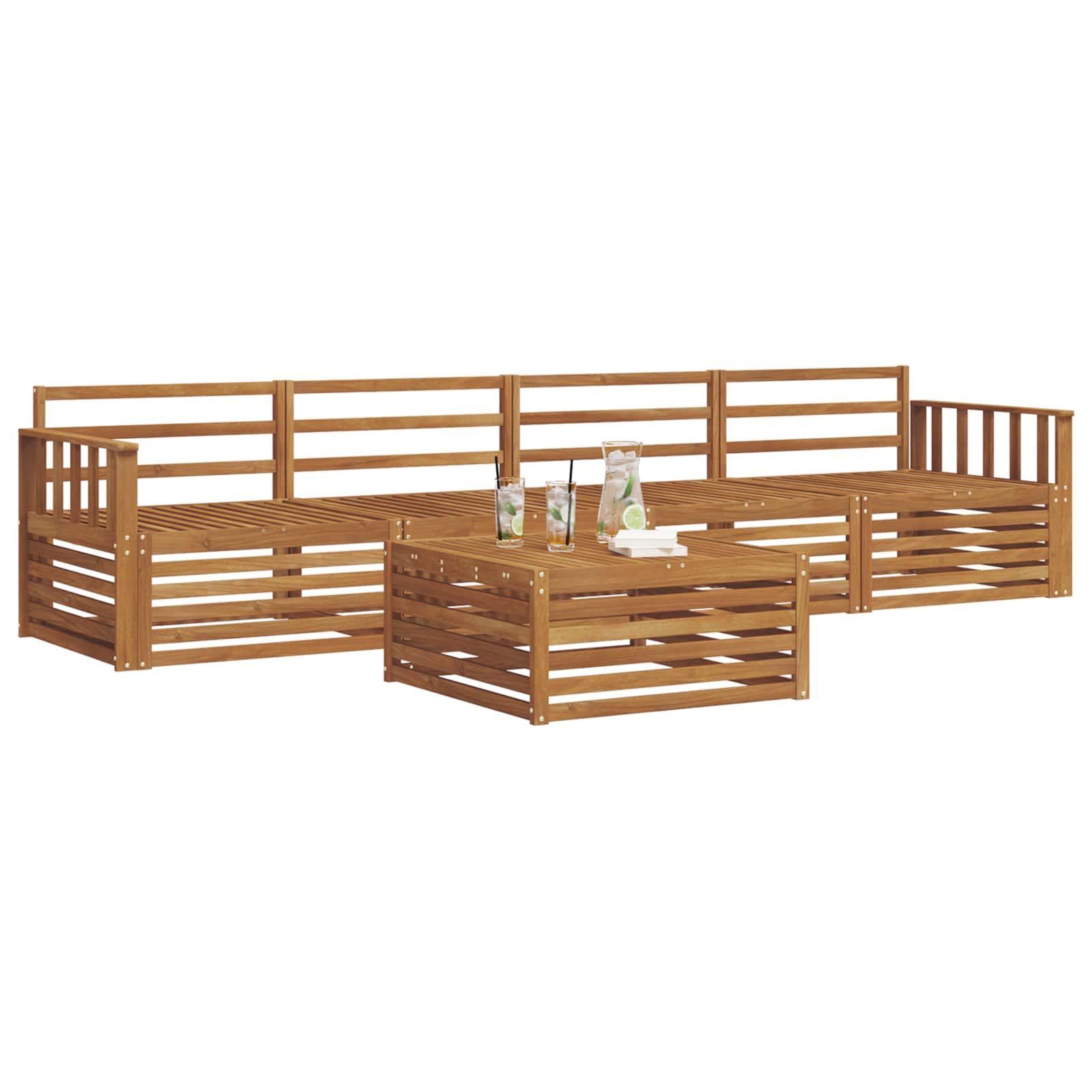 Outdoor-Sofagarnitur 5 pcs Natur Massivholz Akazie