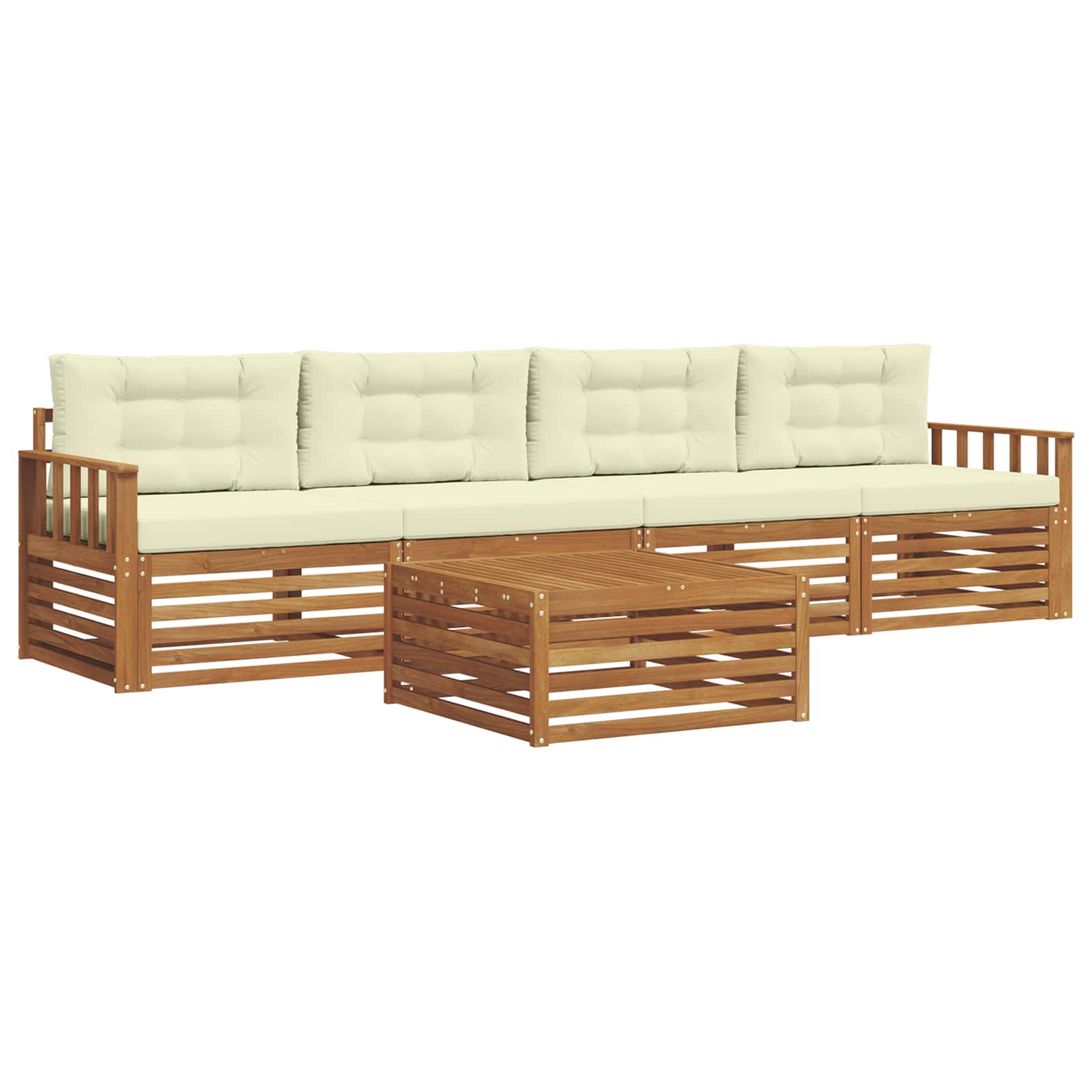 Outdoor-Sofagarnitur mit Kissen 5 pcs Natur und Creme