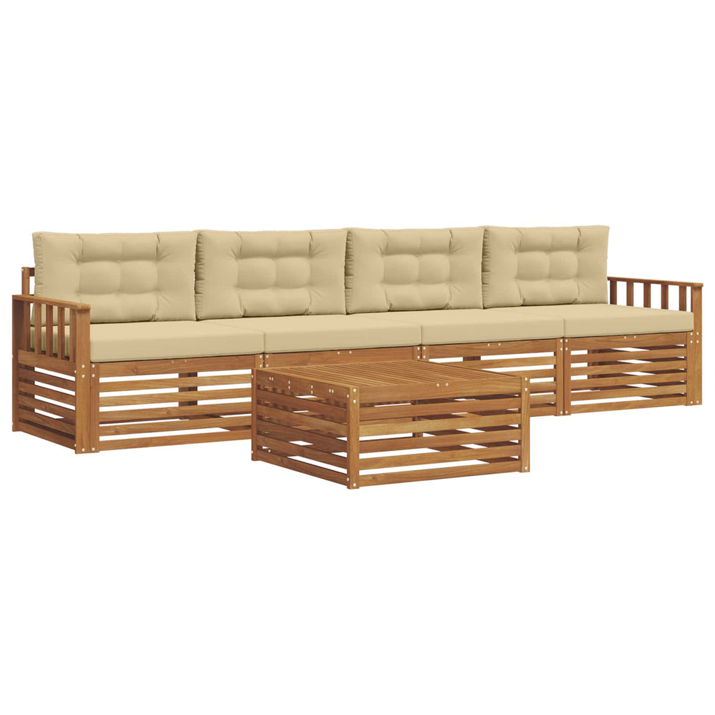 Outdoor-Sofagarnitur mit Kissen 5 pcs Natur und Beige
