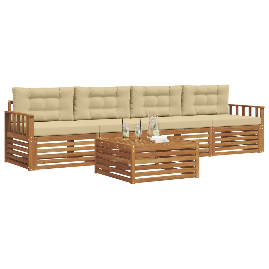 Outdoor-Sofagarnitur mit Kissen 5 pcs Natur und Beige