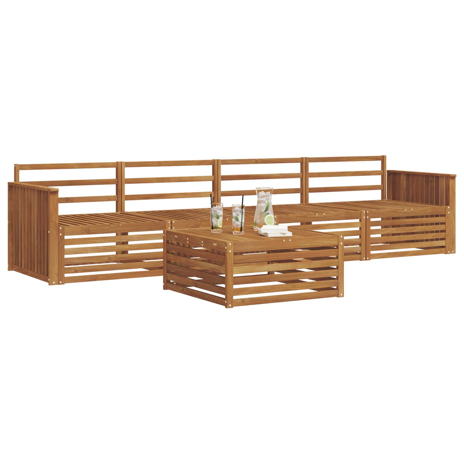 Outdoor-Sofagarnitur 5 pcs Natur Massivholz Akazie