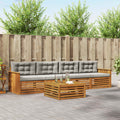 Outdoor-Sofagarnitur mit Kissen 5 pcs Natürlich und Hellgrau