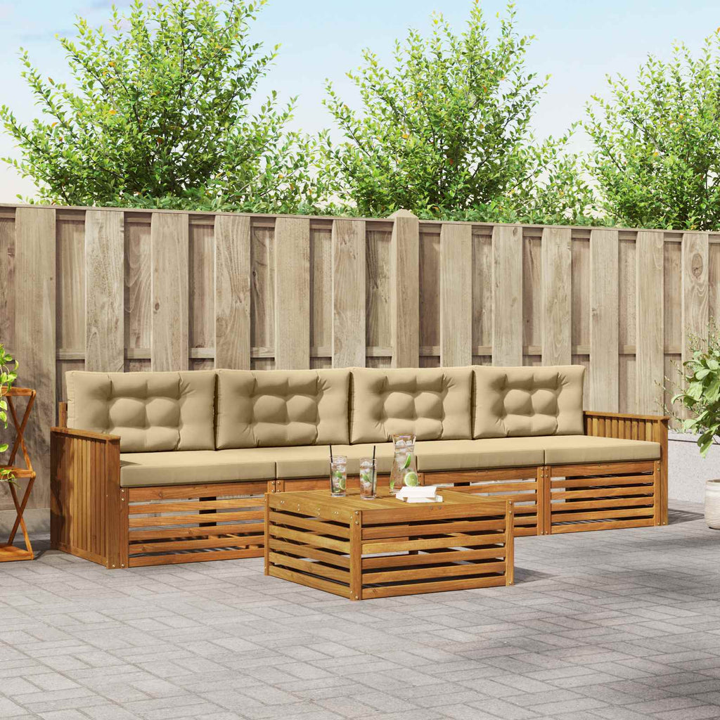Outdoor-Sofagarnitur mit Kissen 5 pcs Natur und Beige