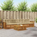 Outdoor-Sofagarnitur mit Kissen 5 pcs Natur und Beige