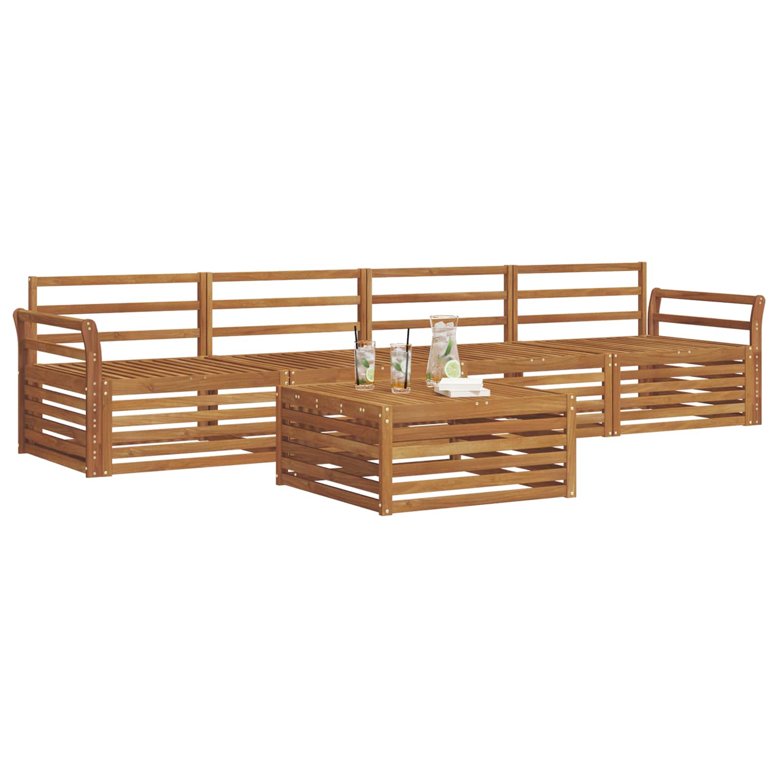 Outdoor-Sofagarnitur 5 pcs Natur Massivholz Akazie