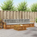 Outdoor-Sofagarnitur mit Kissen 5 pcs Natürlich und Hellgrau