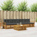 Outdoor-Sofagarnitur mit Kissen 5 pcs Natur und Anthrazit