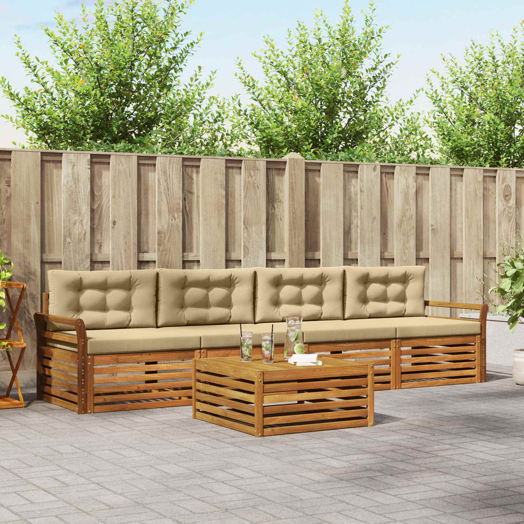Outdoor-Sofagarnitur mit Kissen 5 pcs Natur und Beige