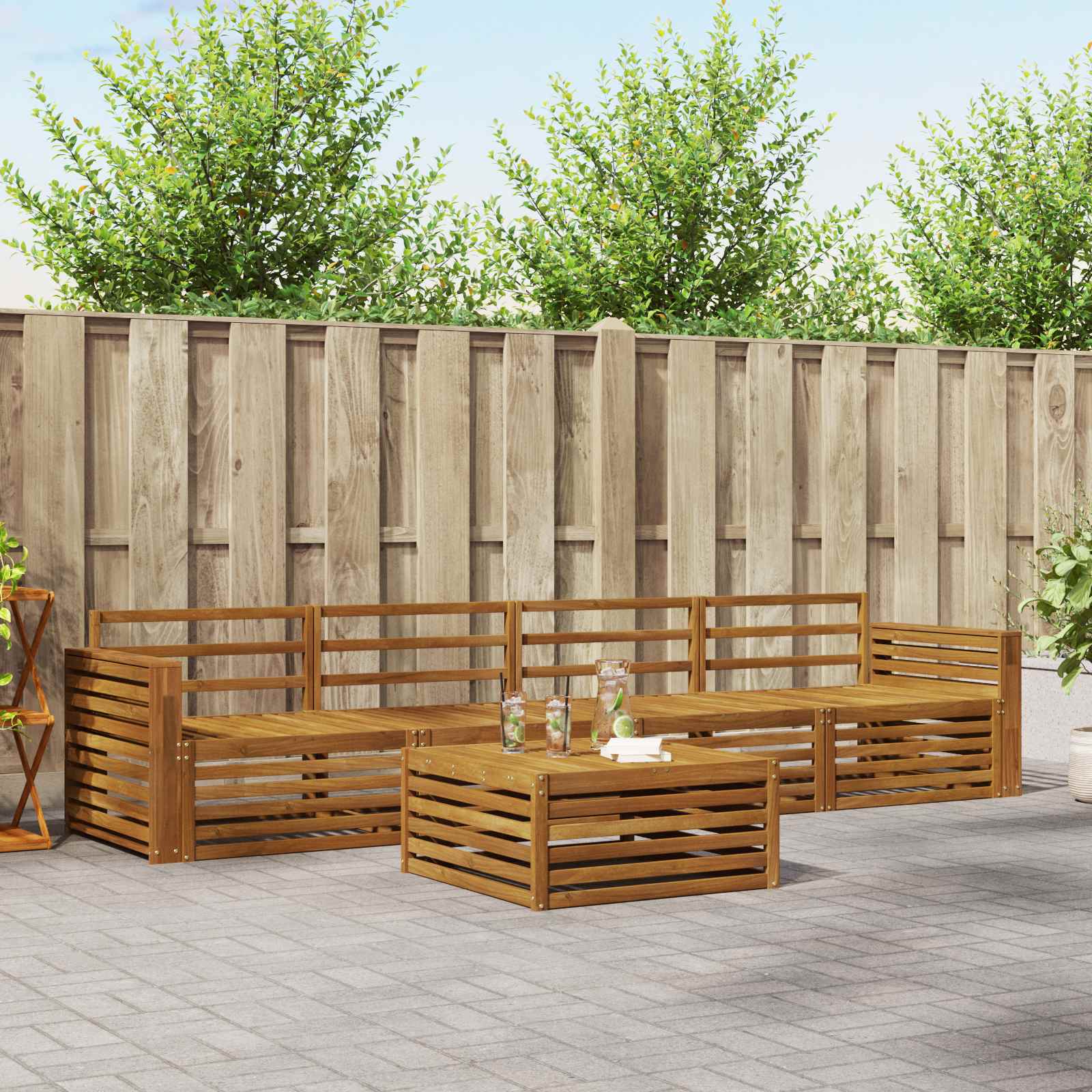 Outdoor-Sofagarnitur 5 pcs Natur Massivholz Akazie