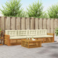 Outdoor-Sofagarnitur mit Kissen 5 pcs Natur und Creme