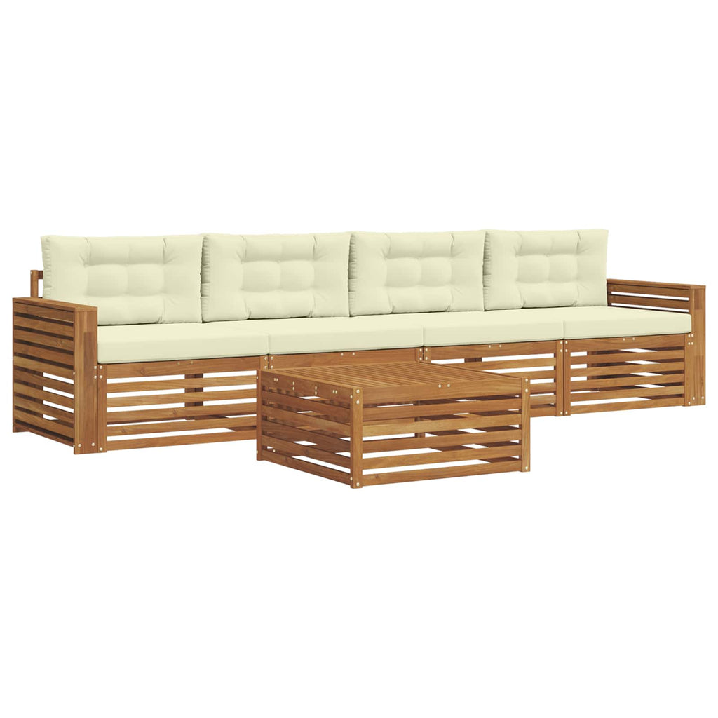 Outdoor-Sofagarnitur mit Kissen 5 pcs Natur und Creme