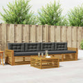 Outdoor-Sofagarnitur mit Kissen 5 pcs Natur und Anthrazit