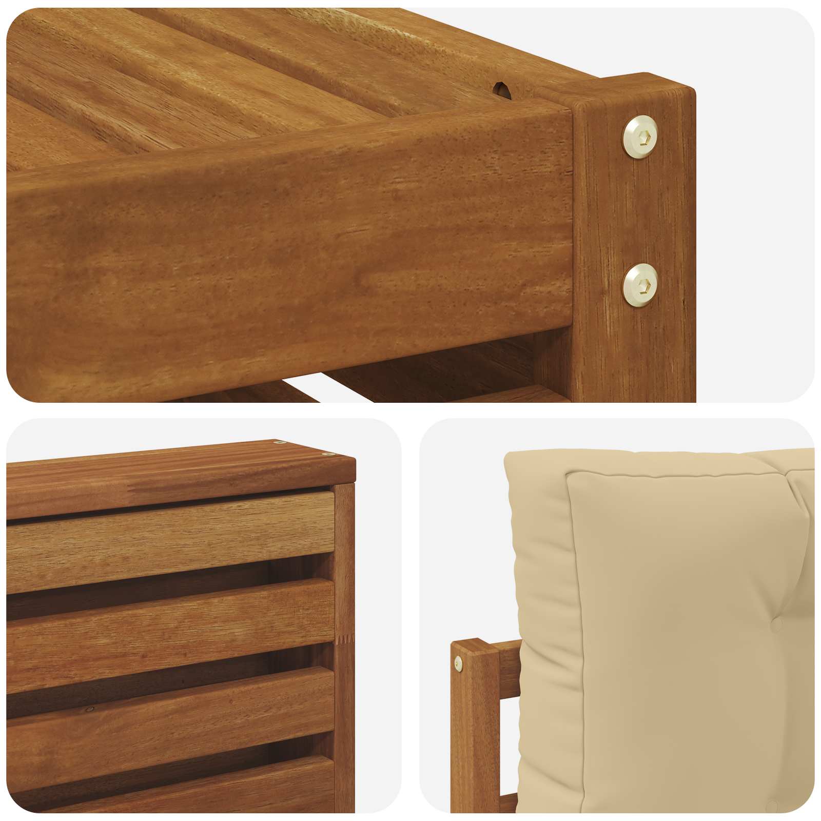 Outdoor-Sofagarnitur mit Kissen 5 pcs Natur und Beige