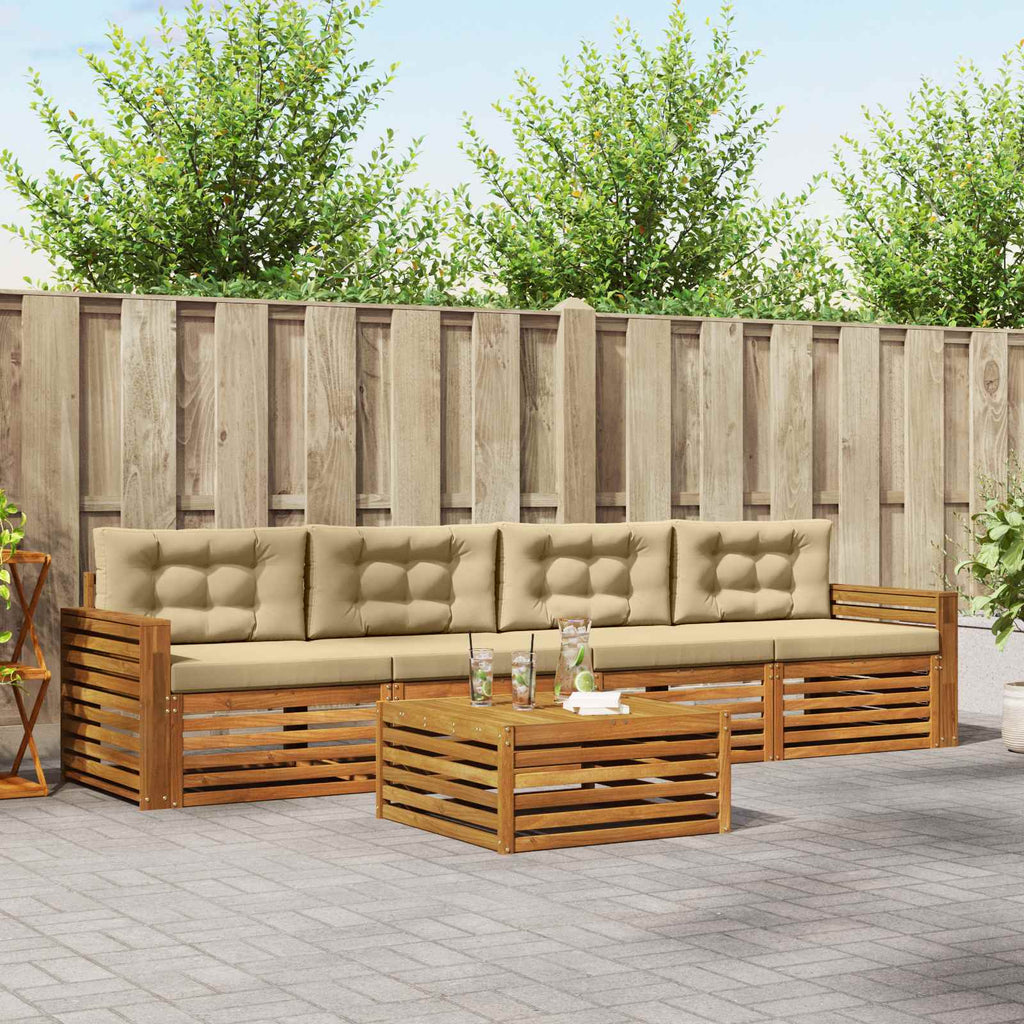 Outdoor-Sofagarnitur mit Kissen 5 pcs Natur und Beige
