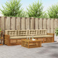 Outdoor-Sofagarnitur mit Kissen 5 pcs Natur und Beige