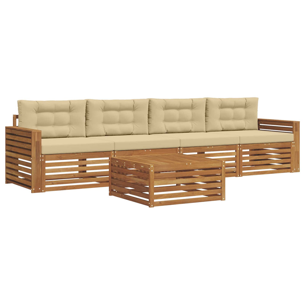 Outdoor-Sofagarnitur mit Kissen 5 pcs Natur und Beige