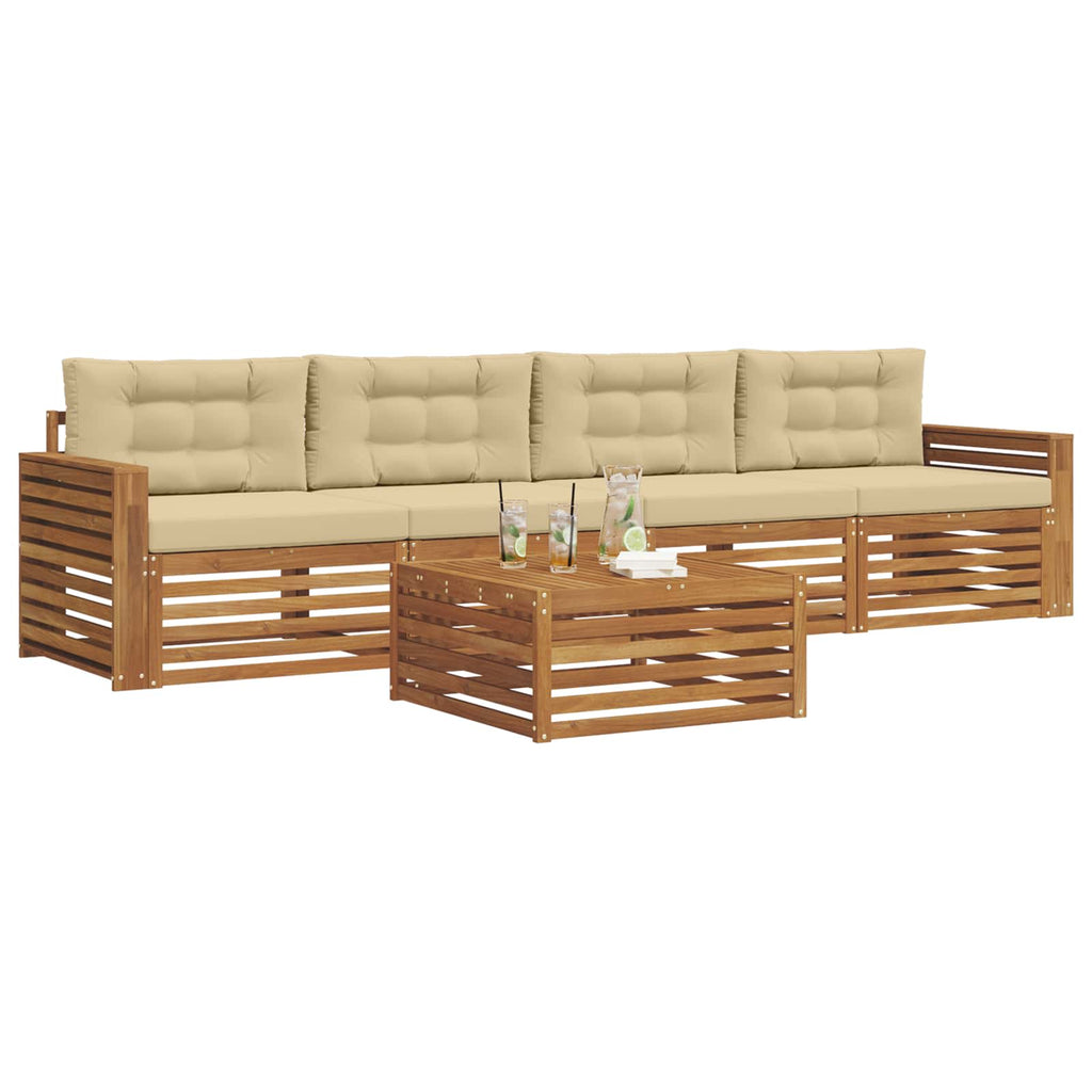 Outdoor-Sofagarnitur mit Kissen 5 pcs Natur und Beige