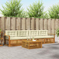 Outdoor-Sofagarnitur mit Kissen 5 pcs Natur und Creme