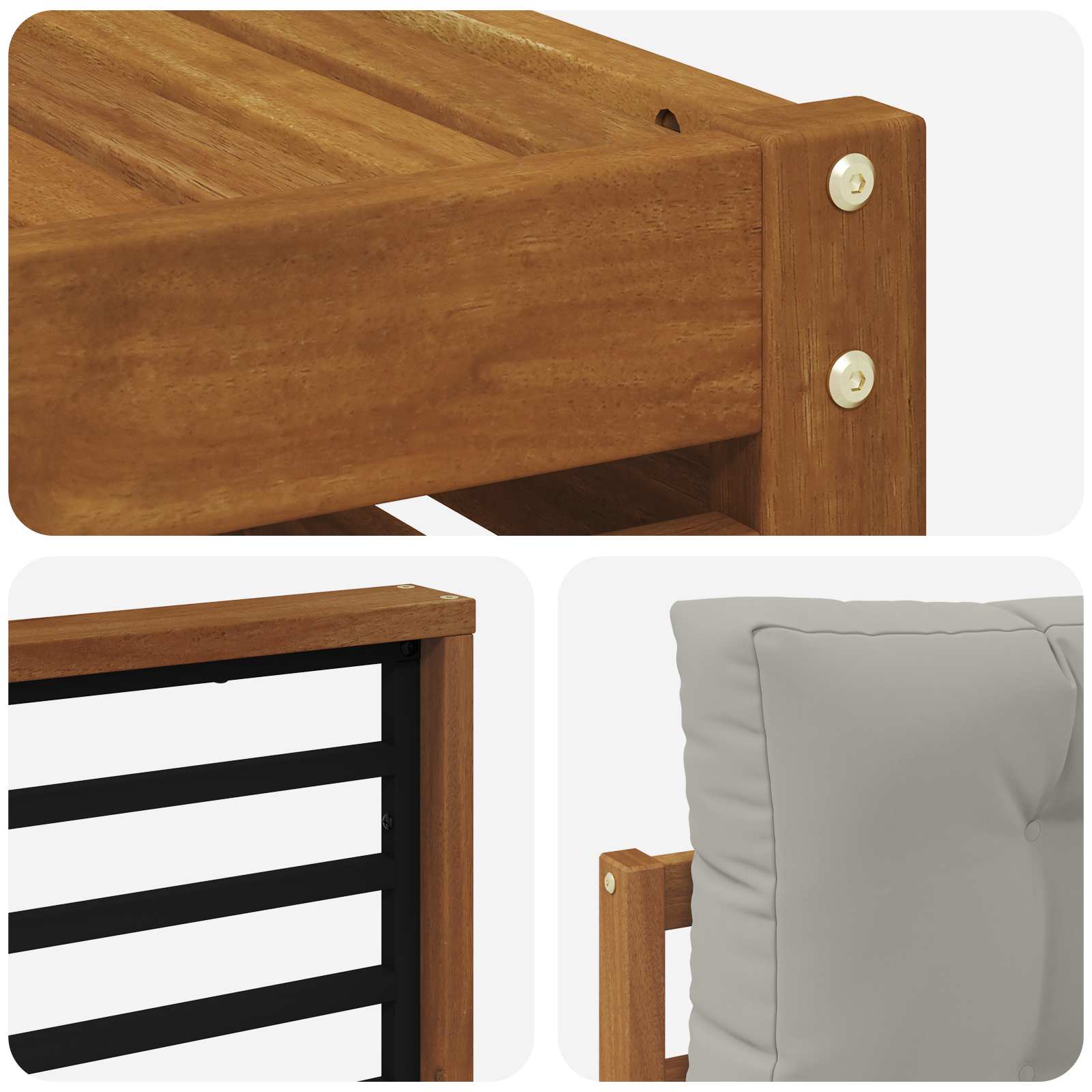 Outdoor-Sofagarnitur mit Kissen 5 pcs Natürlich und Hellgrau