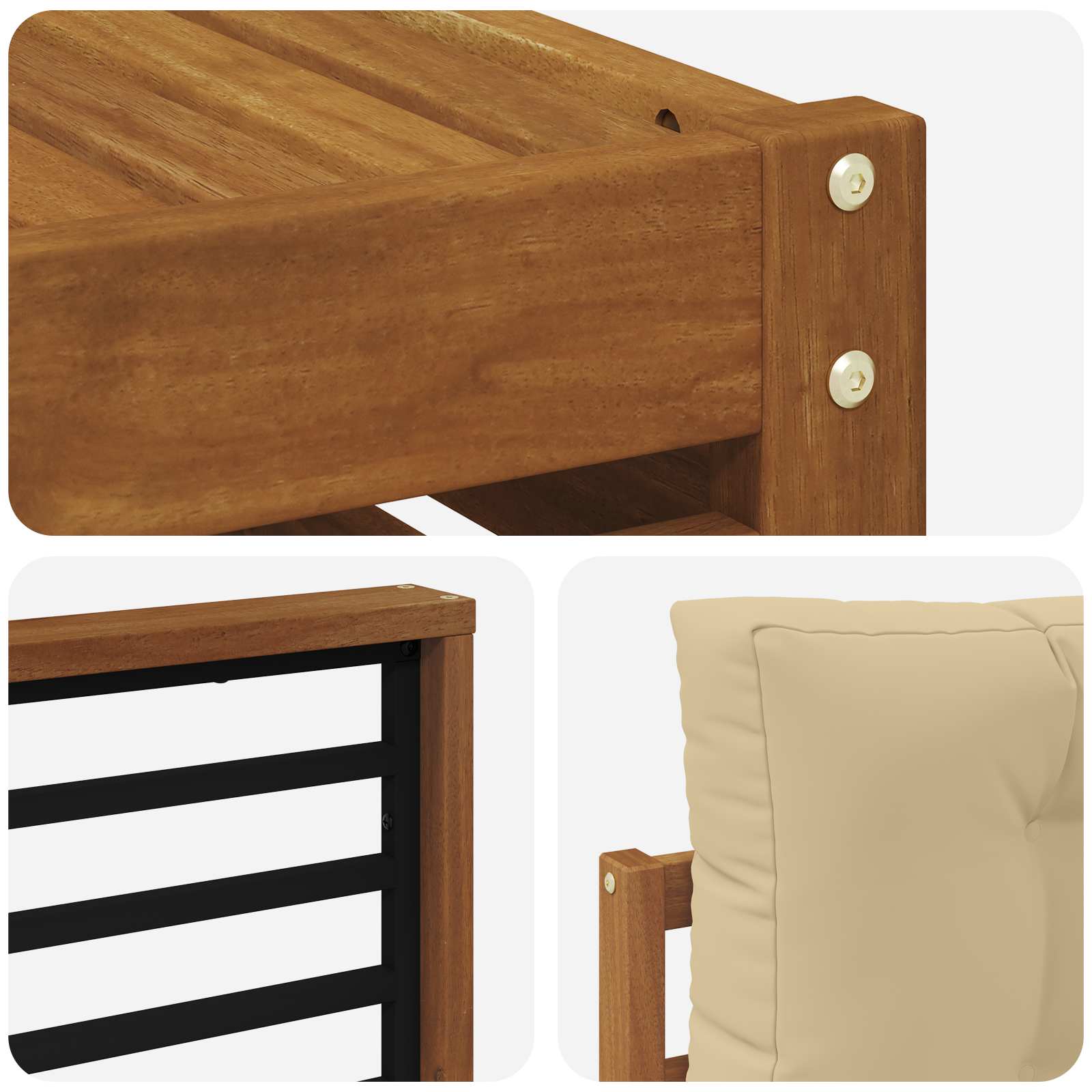Outdoor-Sofagarnitur mit Kissen 5 pcs Natur und Beige