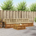 Outdoor-Sofagarnitur mit Kissen 5 pcs Natur und Beige