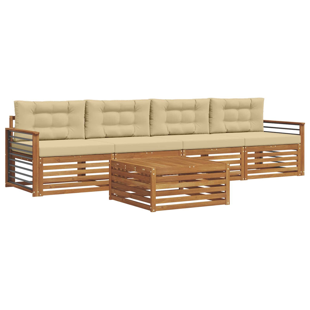 Outdoor-Sofagarnitur mit Kissen 5 pcs Natur und Beige