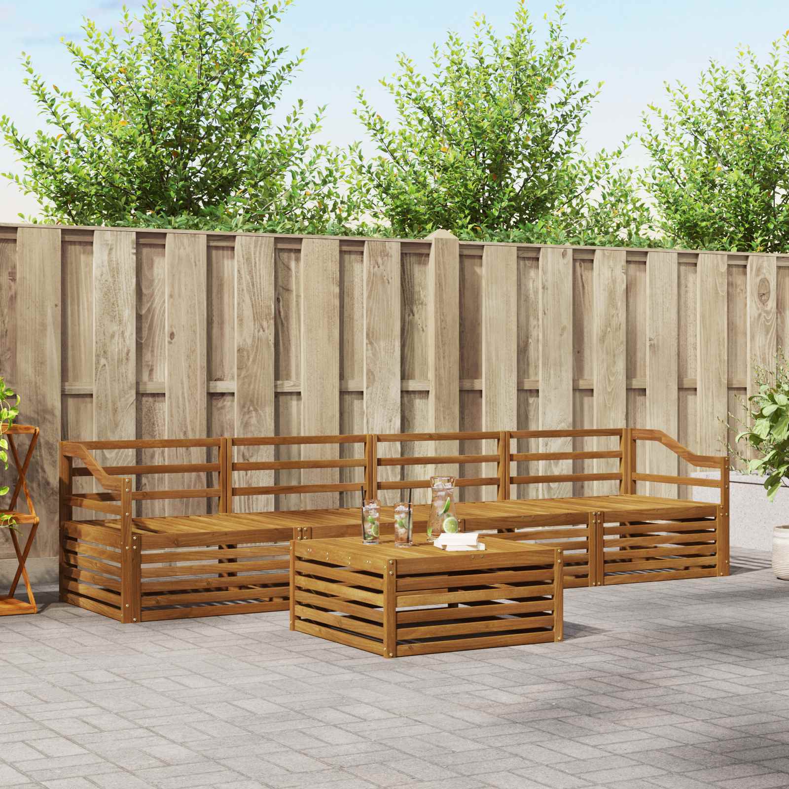 Outdoor-Sofagarnitur 5 pcs Natur Massivholz Akazie