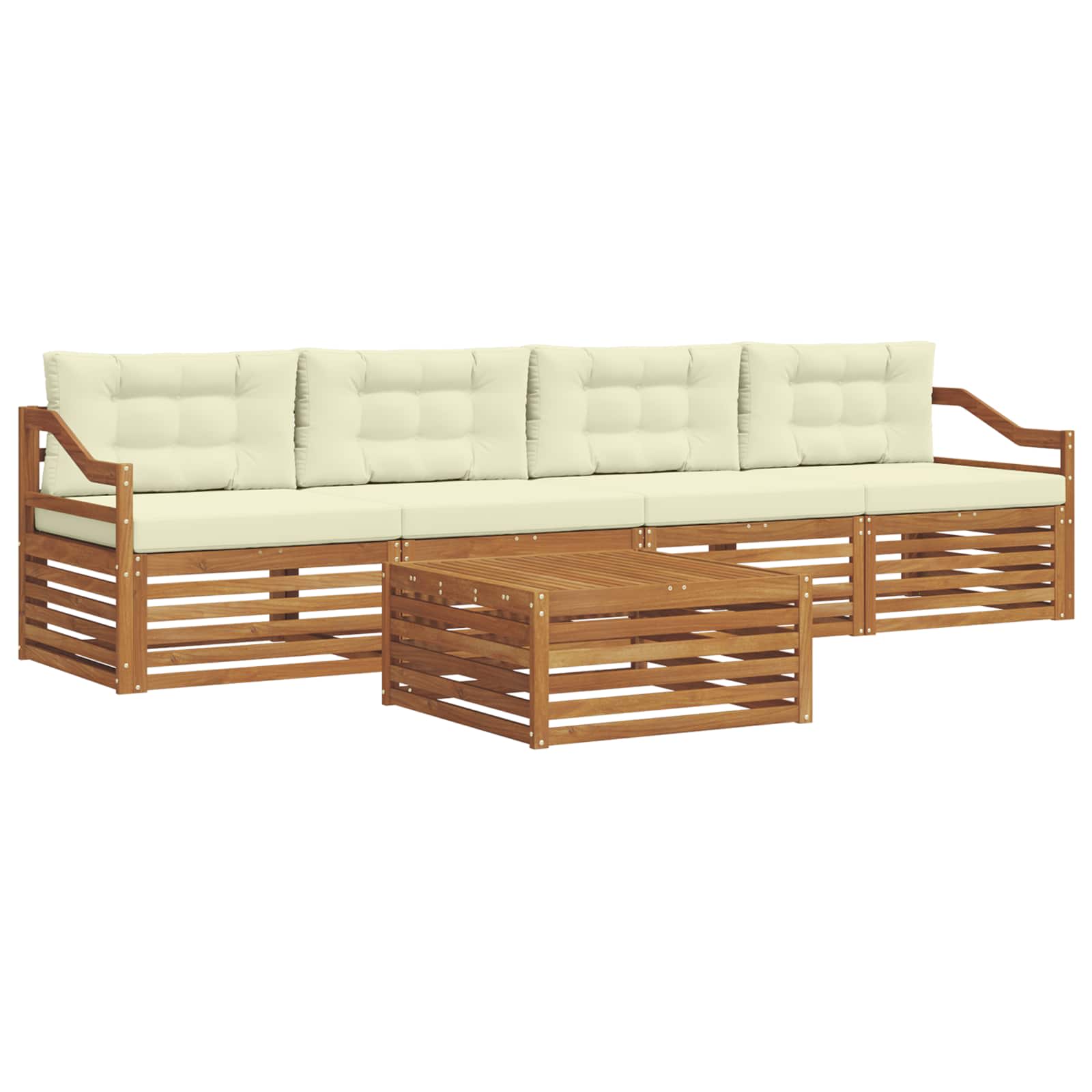 Outdoor-Sofagarnitur mit Kissen 5 pcs Natur und Creme