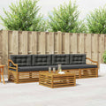 Outdoor-Sofagarnitur mit Kissen 5 pcs Natur und Anthrazit