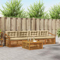 Outdoor-Sofagarnitur mit Kissen 5 pcs Natur und Beige