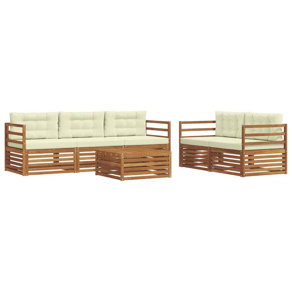 Outdoor-Sofagarnitur mit Kissen 6 pcs Natur und Creme
