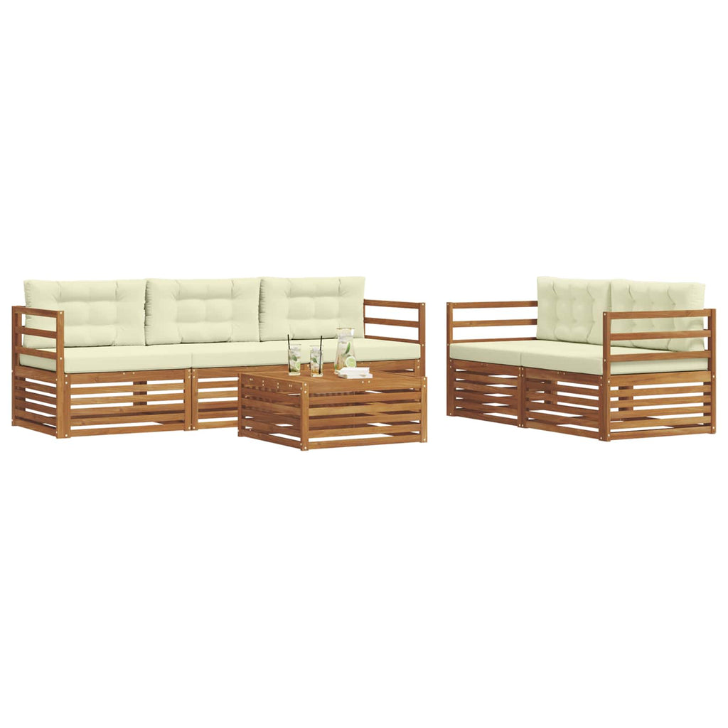 Outdoor-Sofagarnitur mit Kissen 6 pcs Natur und Creme