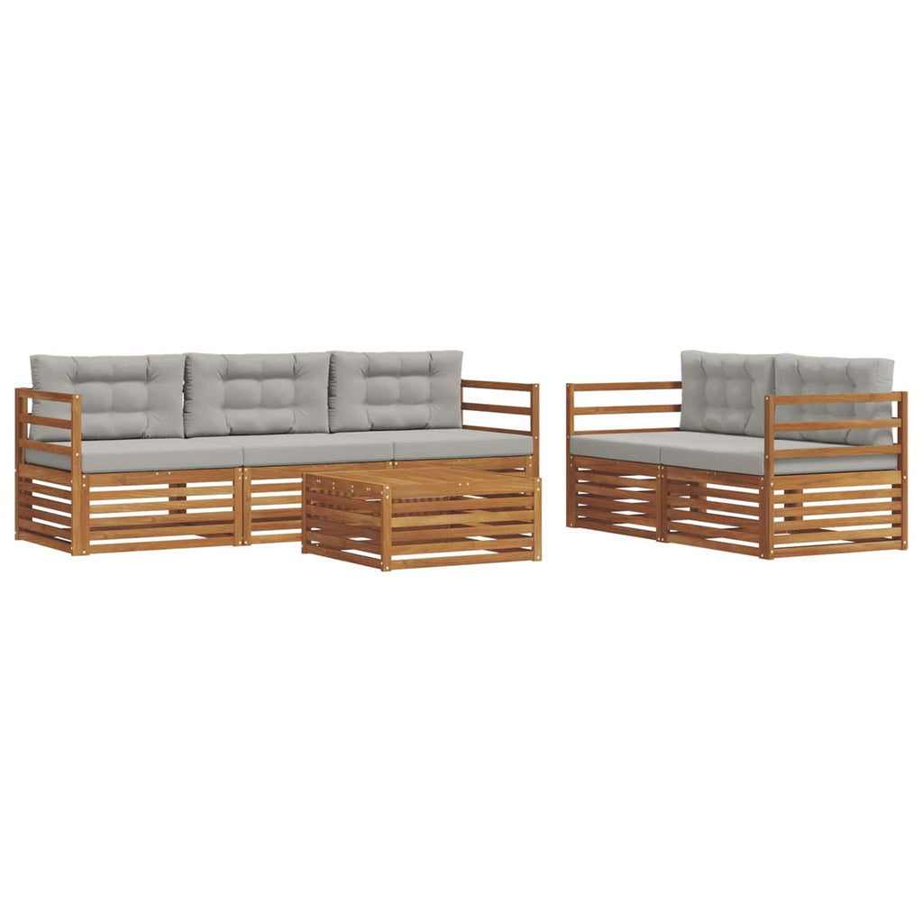 Outdoor-Sofagarnitur mit Kissen 6 pcs Natürlich und Hellgrau