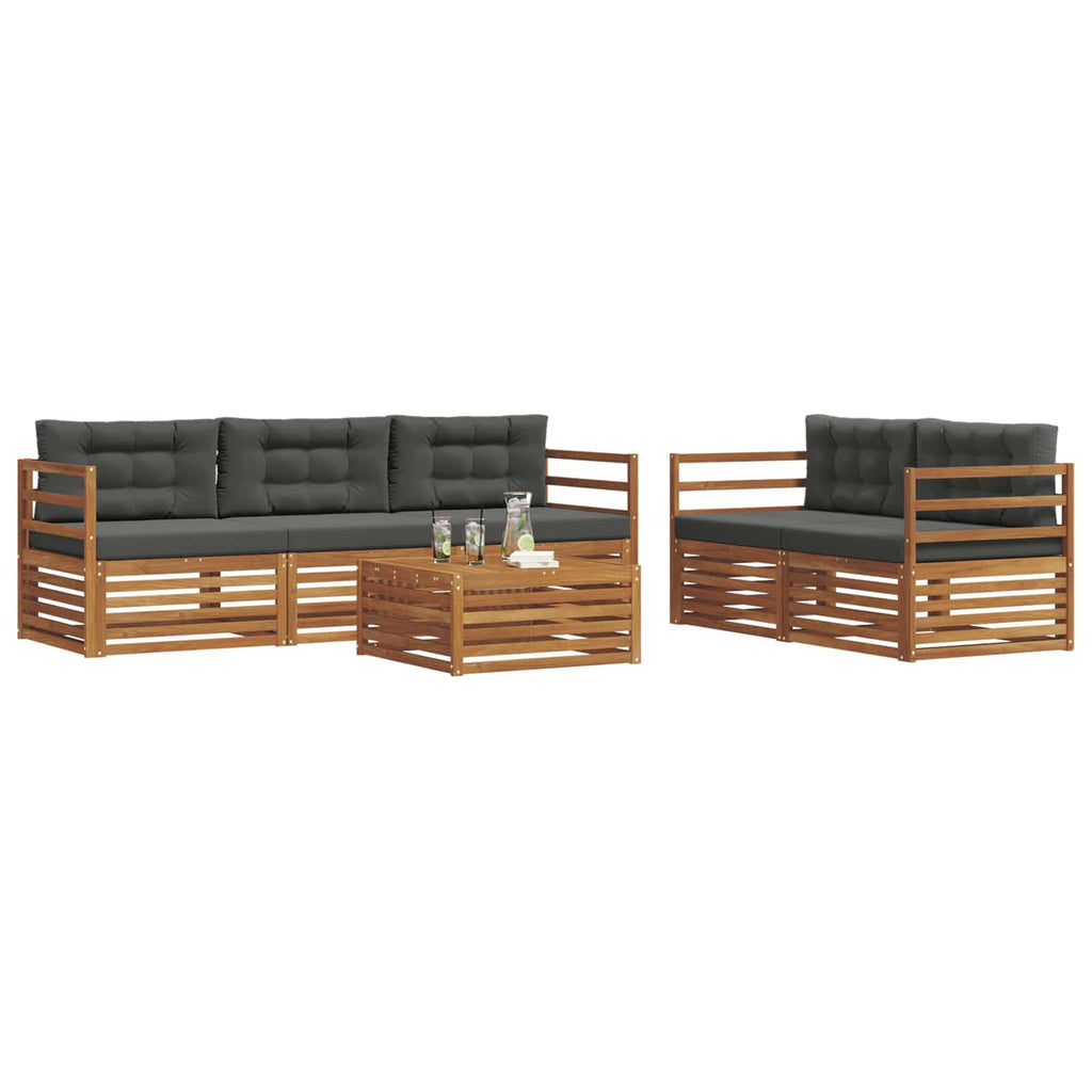 Outdoor-Sofagarnitur mit Kissen 6 pcs Natur und Anthrazit