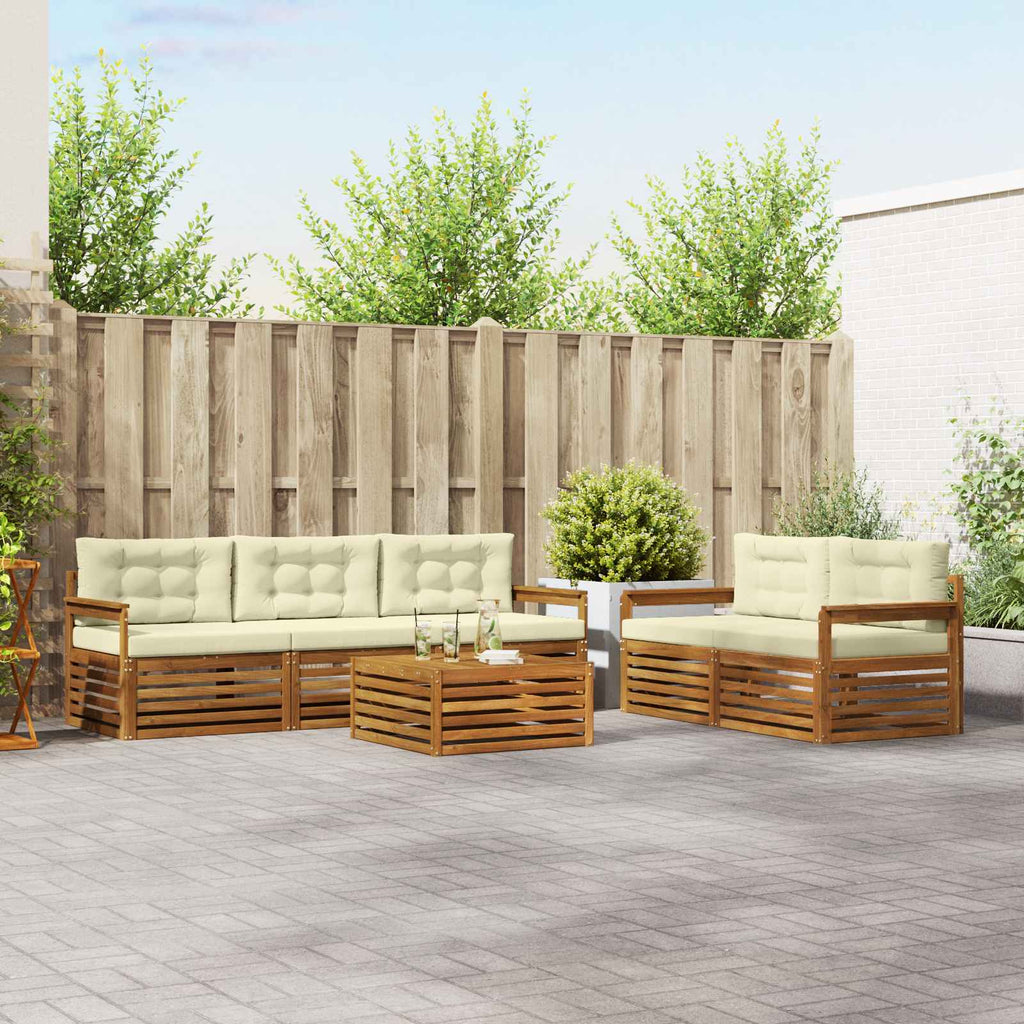 Outdoor-Sofagarnitur mit Kissen 6 pcs Natur und Creme