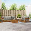 Outdoor-Sofagarnitur mit Kissen 6 pcs Natürlich und Hellgrau