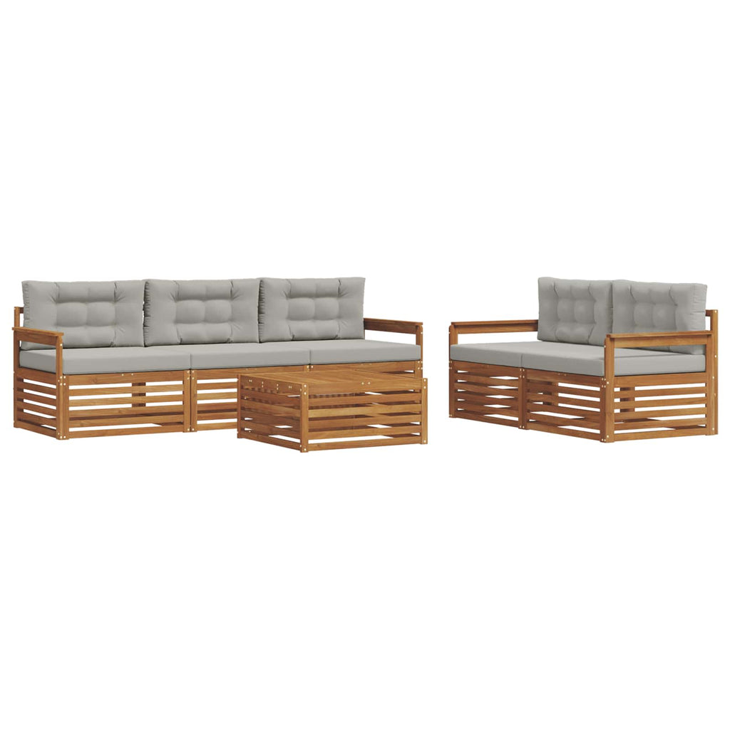 Outdoor-Sofagarnitur mit Kissen 6 pcs Natürlich und Hellgrau