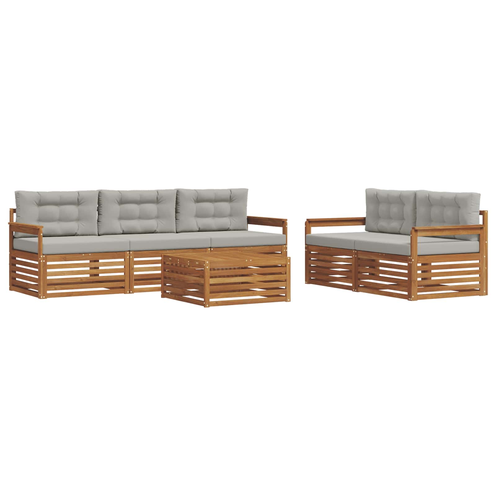 Outdoor-Sofagarnitur mit Kissen 6 pcs Natürlich und Hellgrau