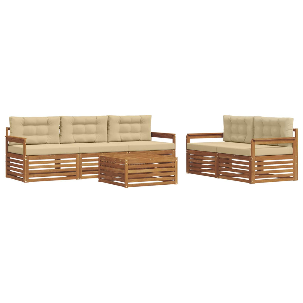 Outdoor-Sofagarnitur mit Kissen 6 pcs Natur und Beige