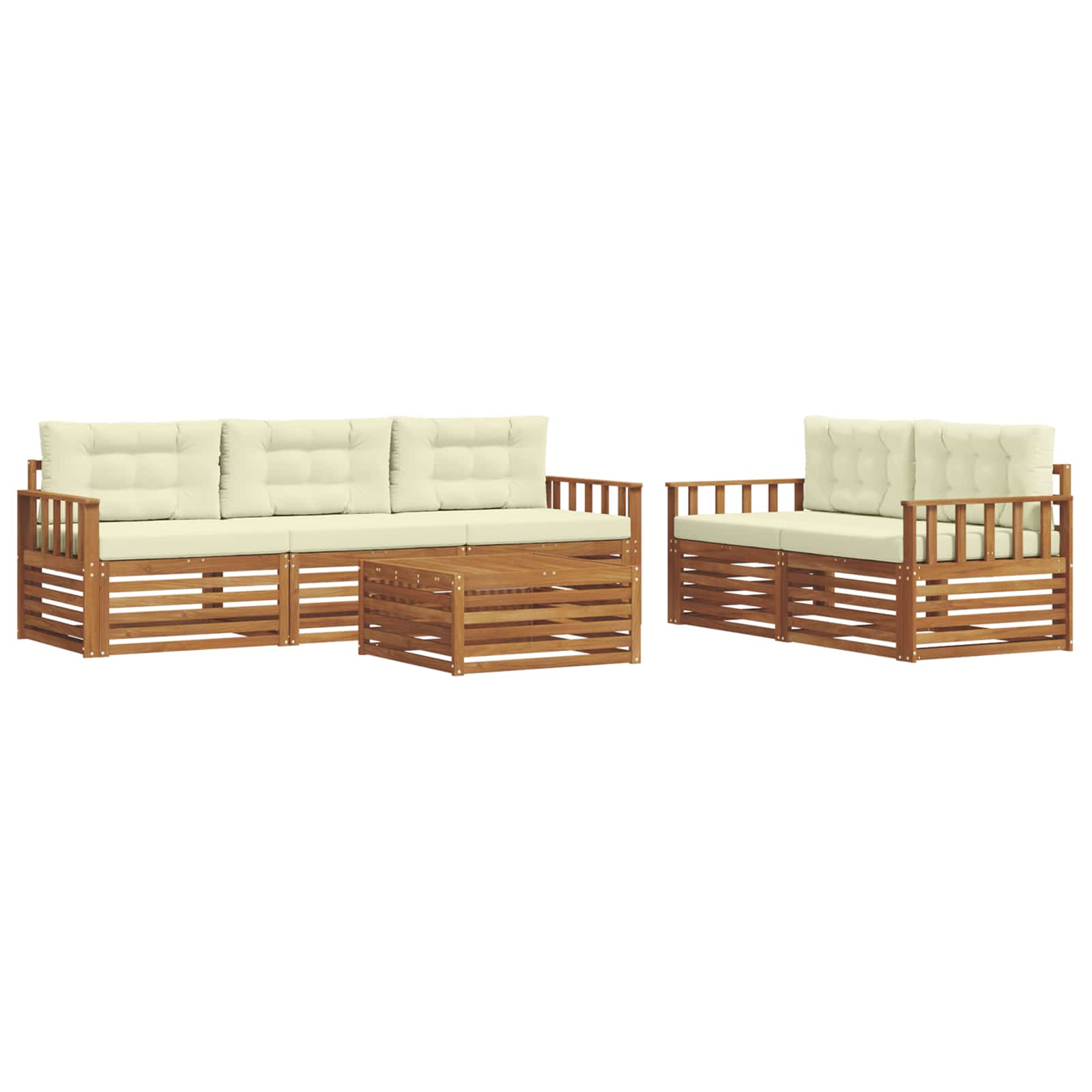 Outdoor-Sofagarnitur mit Kissen 6 pcs Natur und Creme