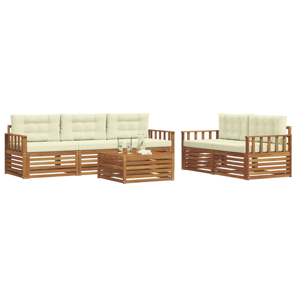 Outdoor-Sofagarnitur mit Kissen 6 pcs Natur und Creme